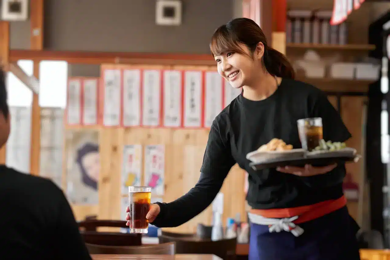 Woman serving bubble tea